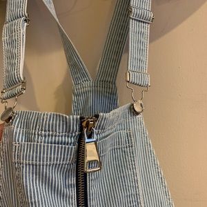 BEBE Striped Overalls